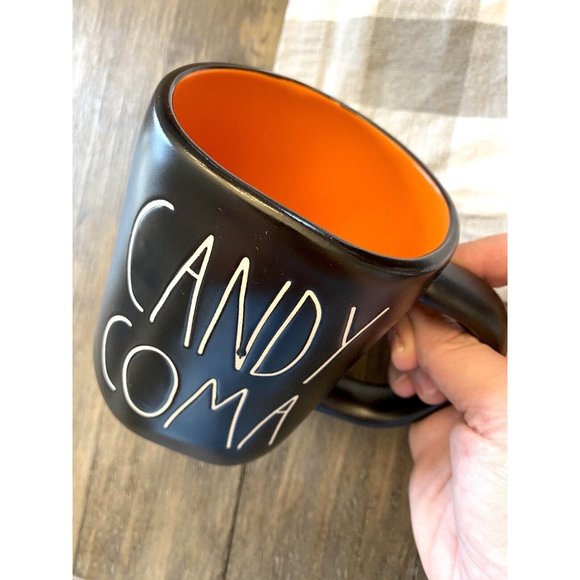 NEW Rae Dunn Halloween Mug “CANDY CORN” Black Orange HTF Ceramic Farmhou… - Picture 3 of 5